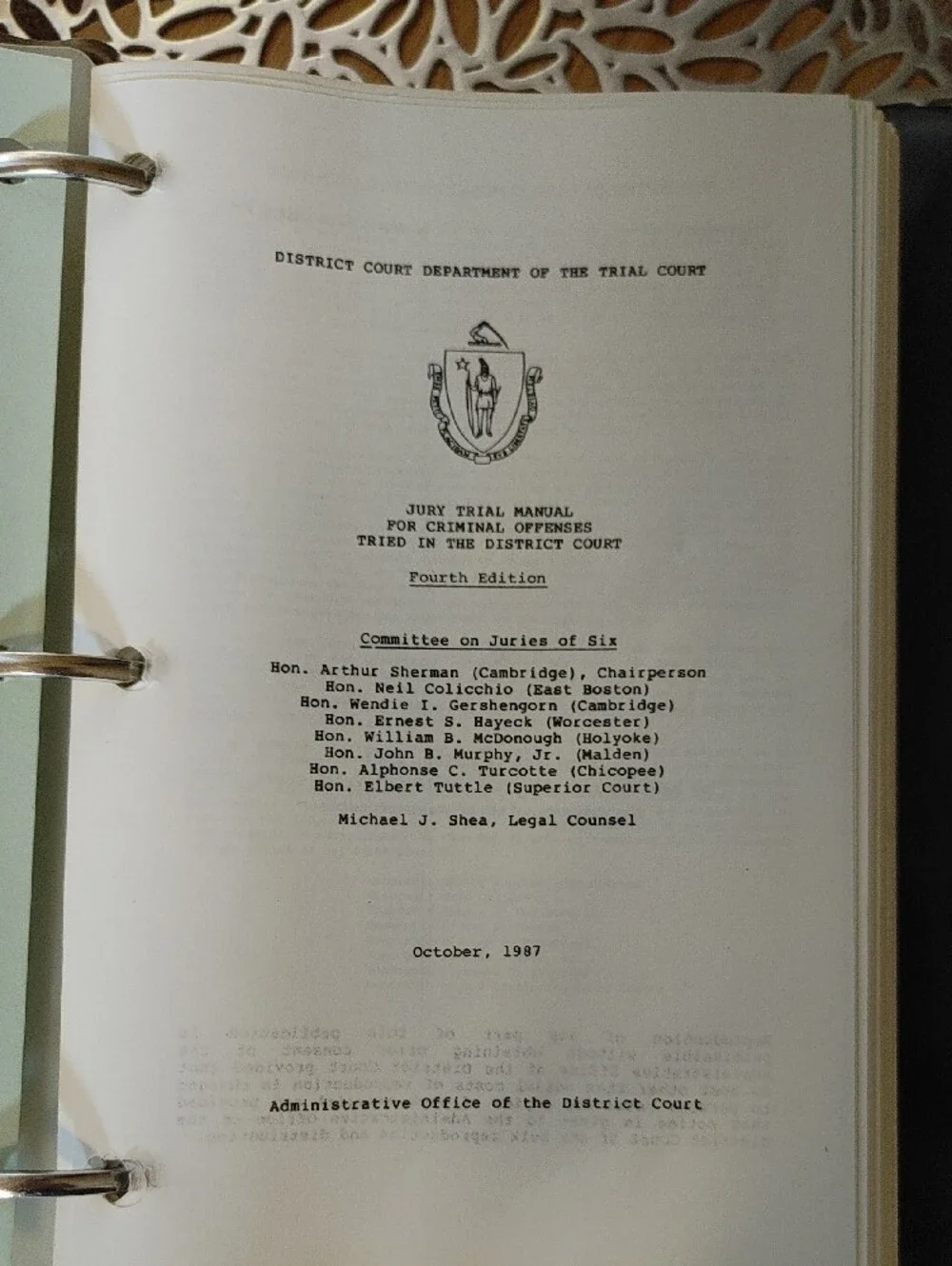 Blue Jury Trial Manual for Criminal Offenses